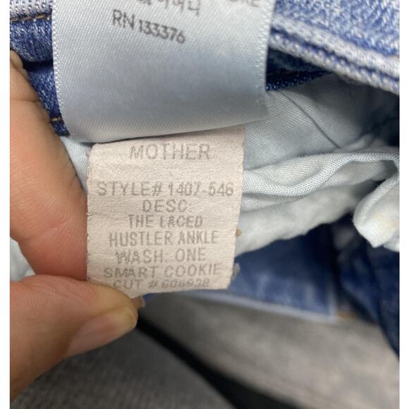 Mother Jeans Womens 27 Blue The Laced Hustler Ankle One Smart Cookie Raw Hem - Picture 11 of 16